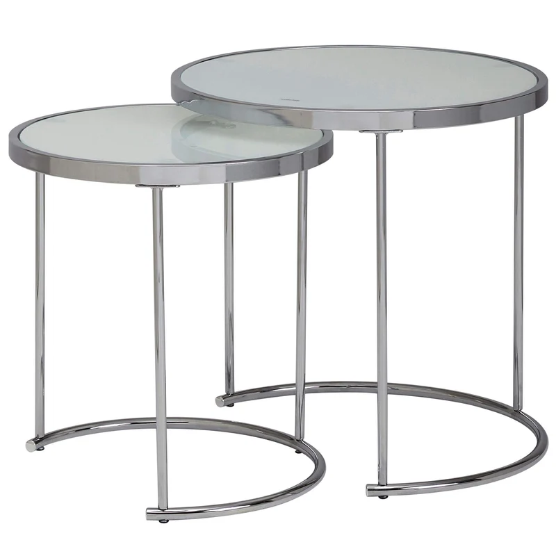 KADIMA DESIGN table de salon ronde Table d'appoint en verre blanc de l'argent table basse