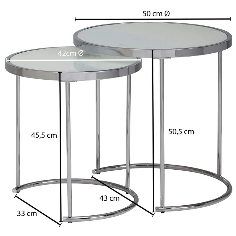 KADIMA DESIGN table de salon ronde Table d'appoint en verre blanc de l'argent table basse