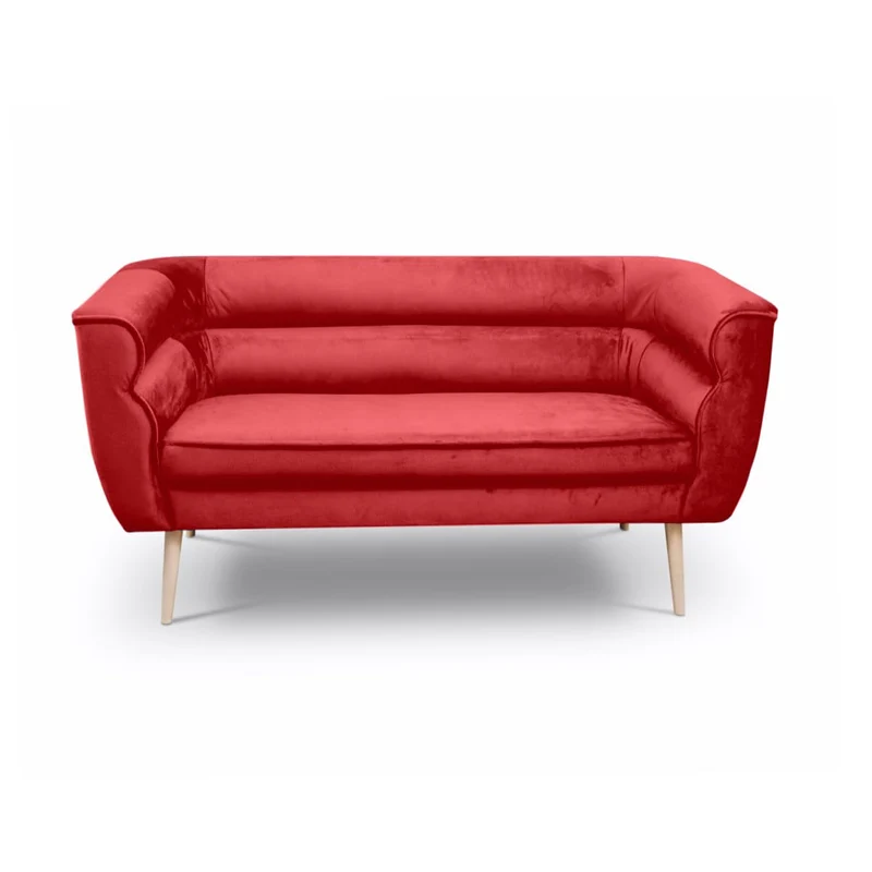 BETTSO MARO2 Sofa - Canapé 2 Places - Fauteuil Relax - Petit Canapé - Mini Canapé pour Salon, Chambre - Fauteuil Lounge - Canapé Rembourré - Velours Rouge