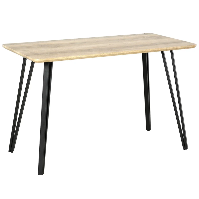 HOMCOM Table à Manger Design Industriel Grand Plateau dim. 120L x 60l x 75H cm Pieds métal Noir en épingles MDF Aspect chêne Clair
