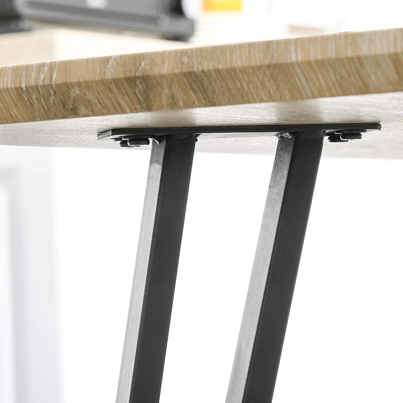 HOMCOM Table à Manger Design Industriel Grand Plateau dim. 120L x 60l x 75H cm Pieds métal Noir en épingles MDF Aspect chêne Clair