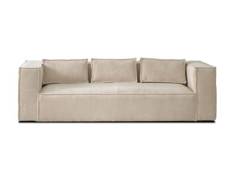 Lisa Design - Canapé Stella en Velours Côtelé - Sofa Beige 3 Places - Salon