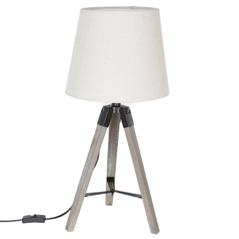 Atmosphera - Lampe trépied Runo - bois et ivoire H58 cm