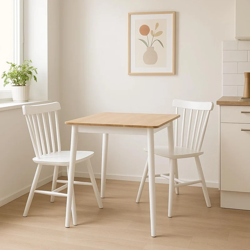 KAYELLES Lot de 2 chaises à barreaux bistrot Vintage Bois Massif Mona (Blanc)