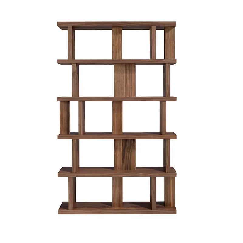 Ángel Cerdá - Bibliothèque en Bois de Noyer avec étagères irrégulières - Bibliothèque Moderne - Bibliothèque de Salon - Durable et Fonctionnelle - 120 x 23 x 195 x 195 cm