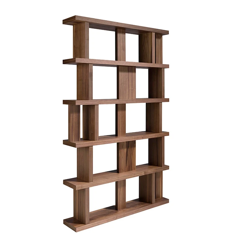 Ángel Cerdá - Bibliothèque en Bois de Noyer avec étagères irrégulières - Bibliothèque Moderne - Bibliothèque de Salon - Durable et Fonctionnelle - 120 x 23 x 195 x 195 cm