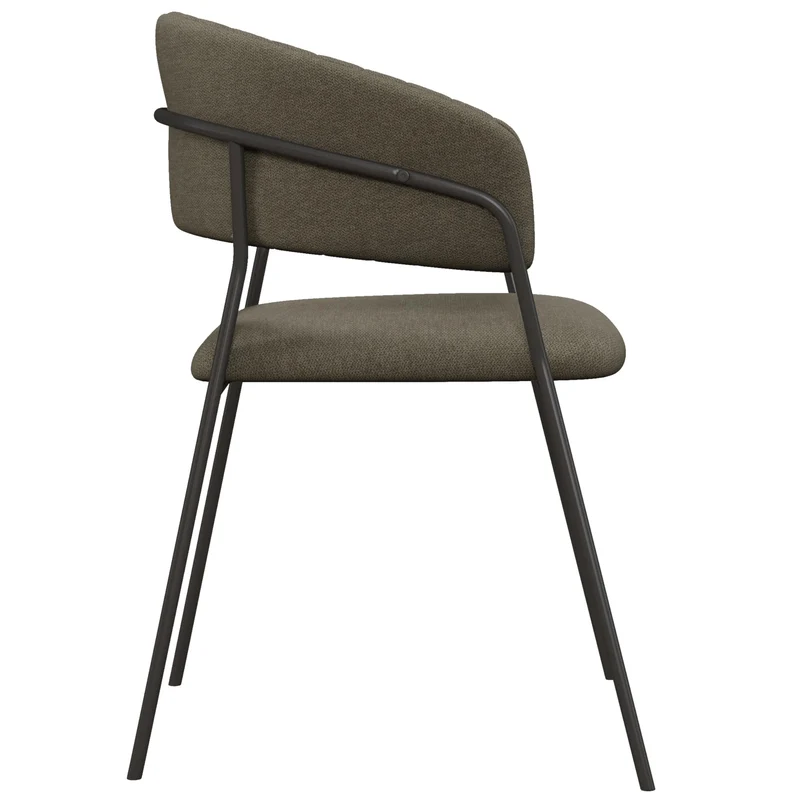 SCIEM LUCA-Fauteuil de Table en Tissu Lin Pieds métal Noir (x2) (Taupe)