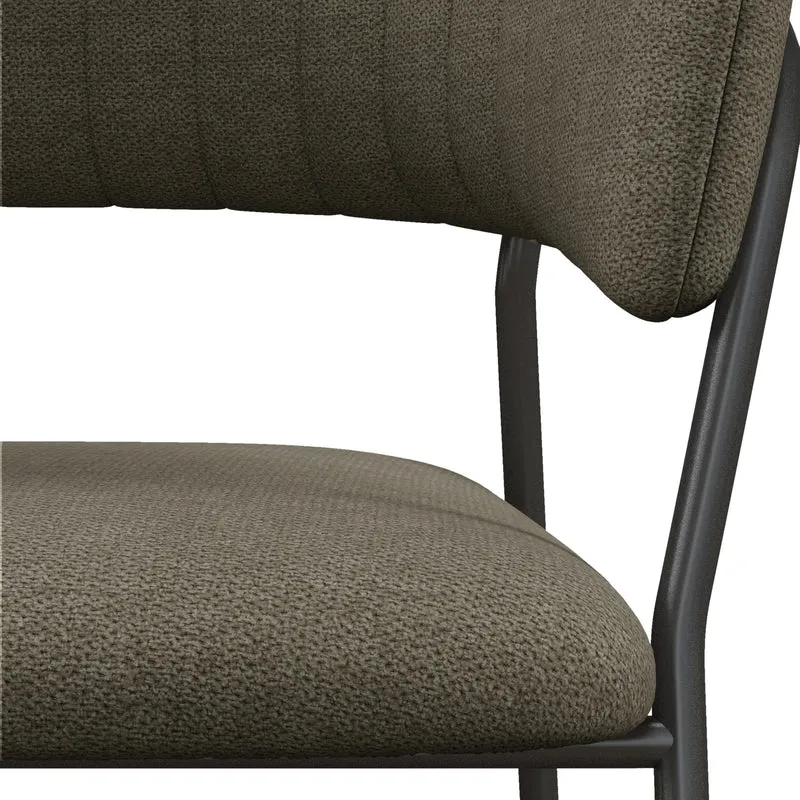 SCIEM LUCA-Fauteuil de Table en Tissu Lin Pieds métal Noir (x2) (Taupe)