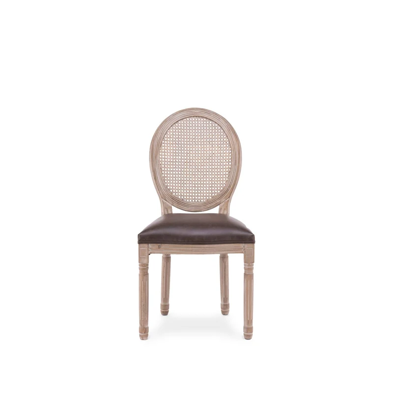 INTENSE DECO Lot de 4 chaises médaillon Louis XVI Cannage Rotin Vintage