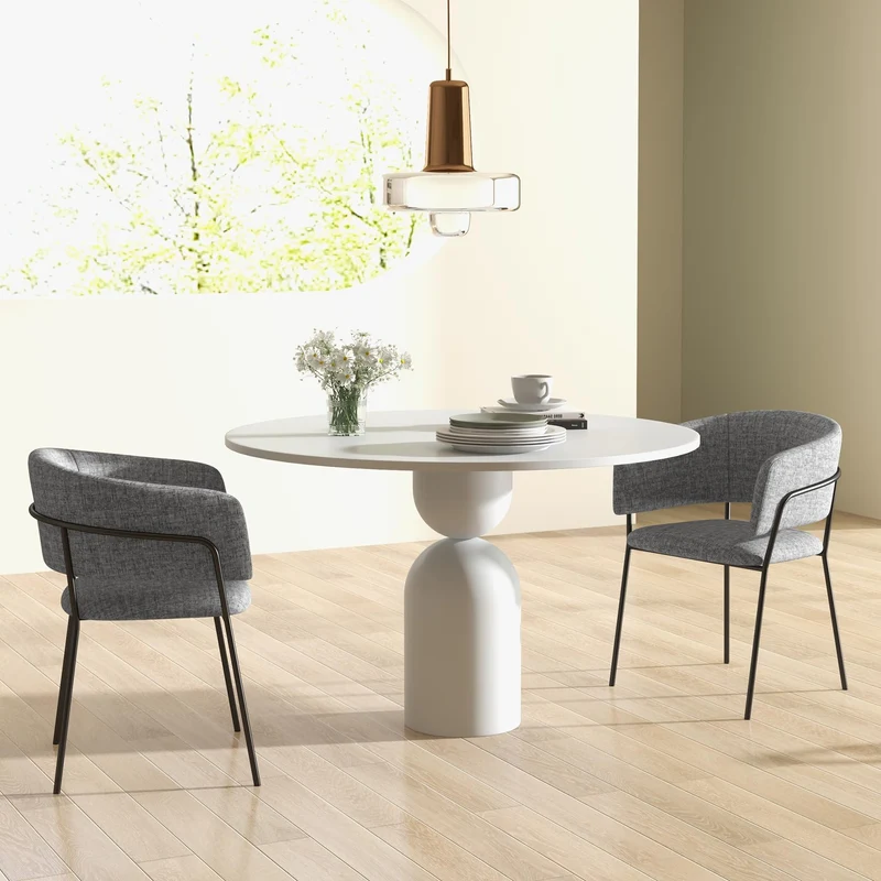 HOMCOM Lot de 2 chaises de Salle à Manger Chaise de Cuisine Pieds en Acier, Assise rembourrée, pour Salle à Manger, Salon, Cuisine, dim. 57L x 53l x 73H cm Gris