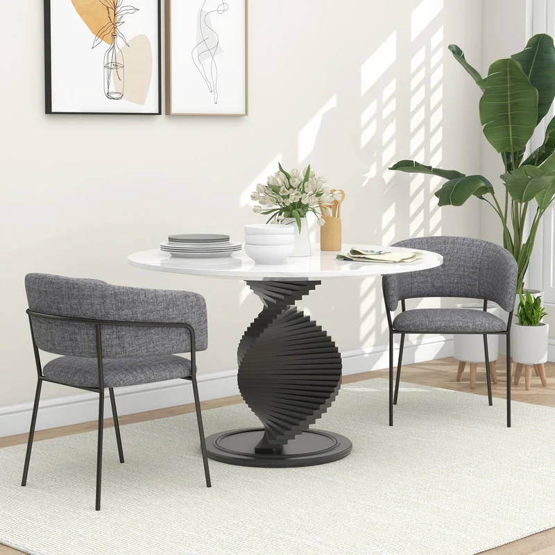 HOMCOM Lot de 2 chaises de Salle à Manger Chaise de Cuisine Pieds en Acier, Assise rembourrée, pour Salle à Manger, Salon, Cuisine, dim. 57L x 53l x 73H cm Gris