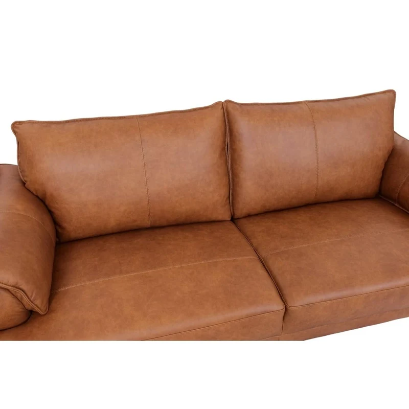 Soul Canapé en cuir 3 places Cognac Marron - Canapé en cuir véritable de qualité supérieure - Design scandinave - Ressorts ensachés - Pieds en métal - Confort moderne pour le salon - Intemporel et