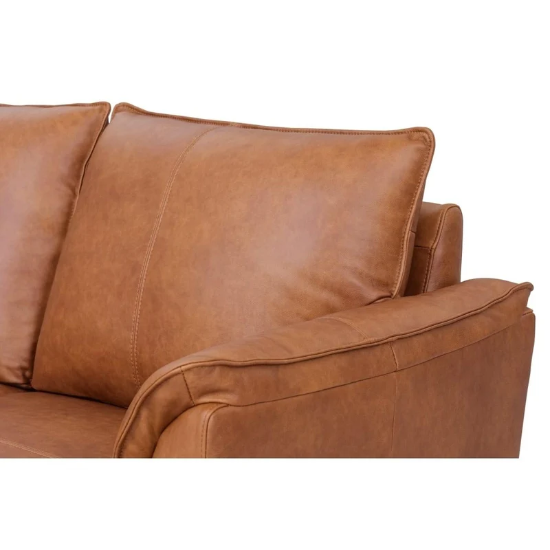 Soul Canapé en cuir 3 places Cognac Marron - Canapé en cuir véritable de qualité supérieure - Design scandinave - Ressorts ensachés - Pieds en métal - Confort moderne pour le salon - Intemporel et