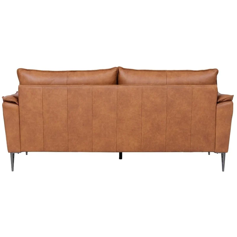 Soul Canapé en cuir 3 places Cognac Marron - Canapé en cuir véritable de qualité supérieure - Design scandinave - Ressorts ensachés - Pieds en métal - Confort moderne pour le salon - Intemporel et
