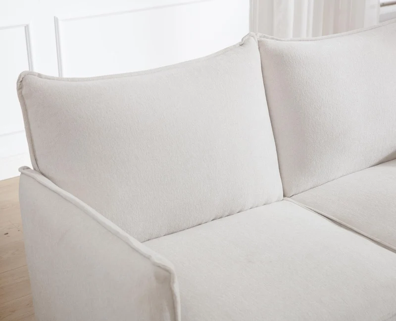 DAYALANE Canapé de 2 Places en Chenille Petit Canapé avec Accoudoirs Sofa à Coussin Rembourré et Cadre en Métal, Blanc