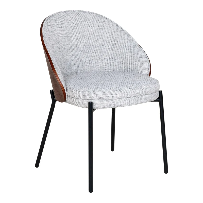 Canelas Dining Chair - Chaise de salle à manger en gris clair avec dossier marron foncé et pieds noirs - vendu par 2