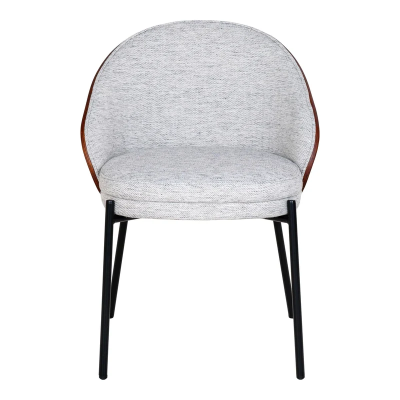 Canelas Dining Chair - Chaise de salle à manger en gris clair avec dossier marron foncé et pieds noirs - vendu par 2