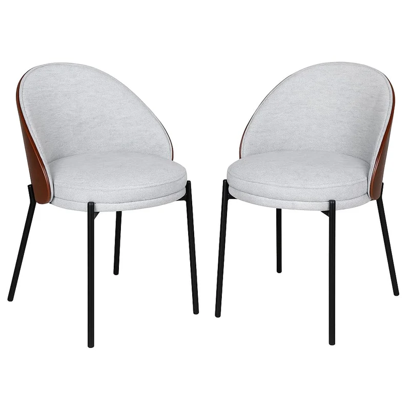 Canelas Dining Chair - Chaise de salle à manger en gris clair avec dossier marron foncé et pieds noirs - vendu par 2