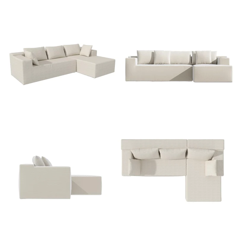 DEZAGCE Canapé d’Angle modulable en Tissu Beige, Grand canapé 4–5 Places avec méridienne, Coussins Inclus, Design Moderne et Confortable, 269 × 175 cm
