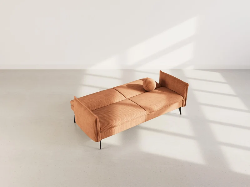 Bestmobilier - Lexie - Canapé Convertible clic-clac 2 Places en Velours côtelé, Terracotta