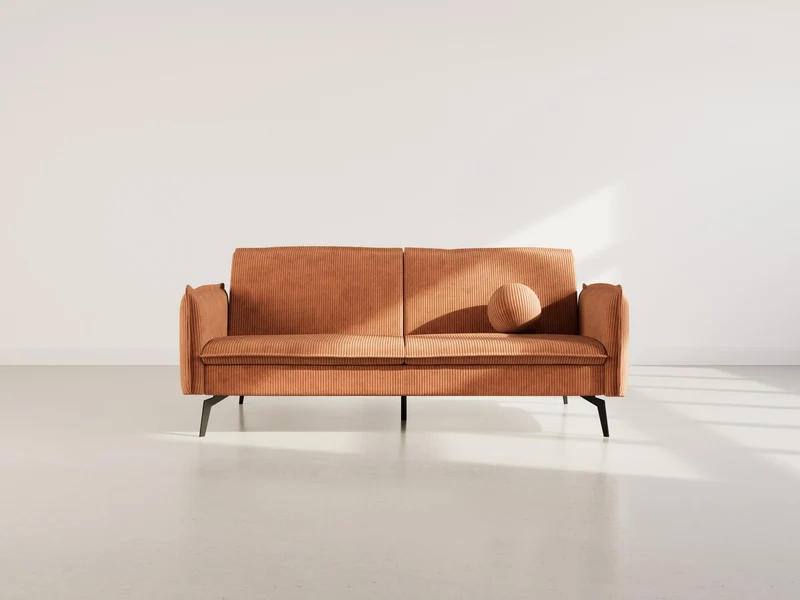 Bestmobilier - Lexie - Canapé Convertible clic-clac 2 Places en Velours côtelé, Terracotta
