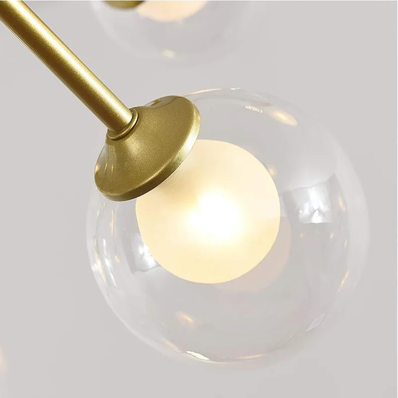 Moderne 9-lumières Or Spoutnik Lustre Unique Métal Chromé Industrielle Pendant Light Sphérique Verre Lampe De Plafond Pour Cuisine Évier Bar-Doré 9 têtes