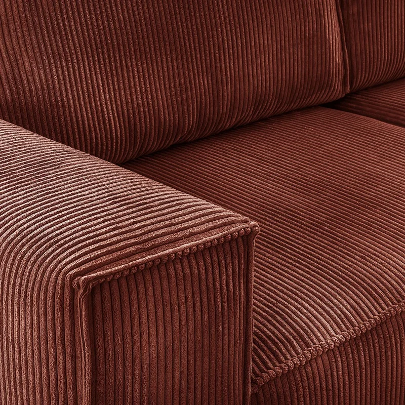 HOMIFAB Canapé Convertible 3 Places avec Coffre de Rangement en Velours côtelé Rouille - Harper