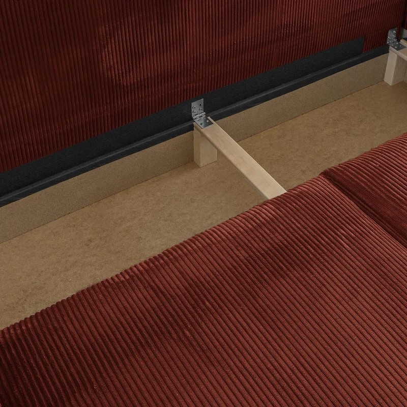 HOMIFAB Canapé Convertible 3 Places avec Coffre de Rangement en Velours côtelé Rouille - Harper