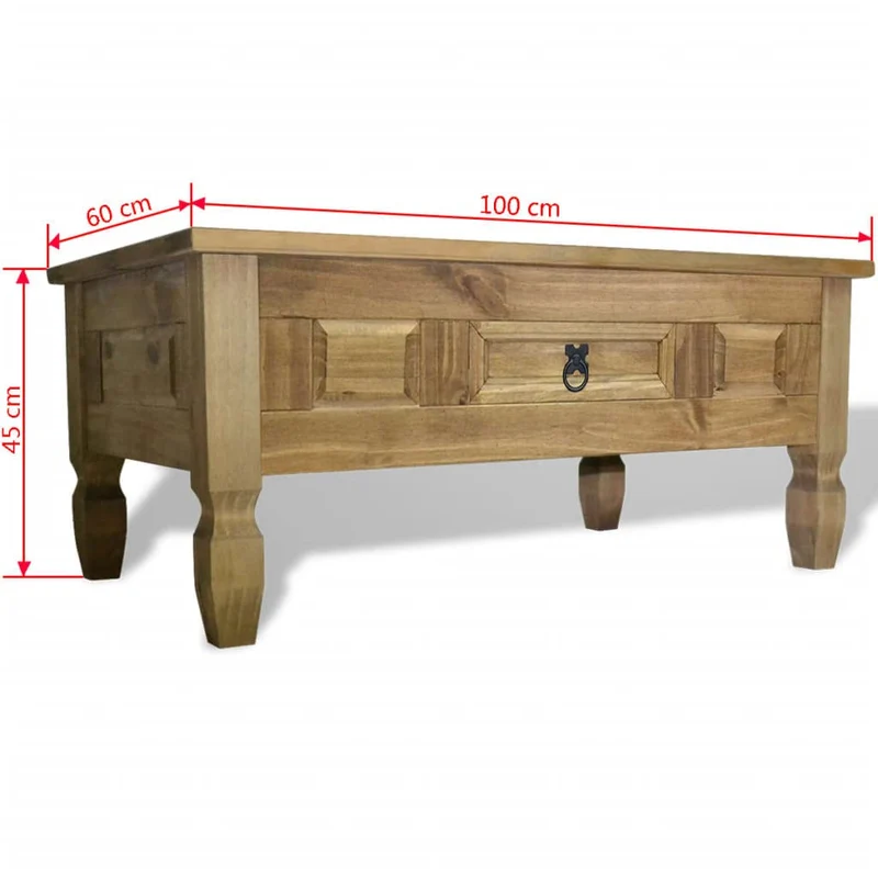 INLIFE Tables Basses, Table Basse Pin Mexicain Gamme Corona 100 x 60 x 45 cm