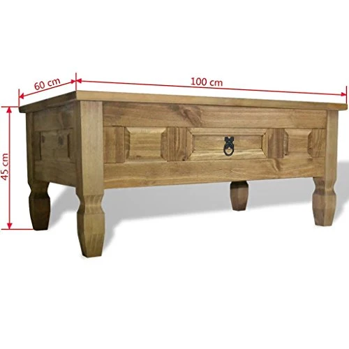 Homgoday Table basse, table d'appoint, table basse, facile d'entretien, pour salon, chambre à coucher, style mexicain, 100 x 60 x 45 cm