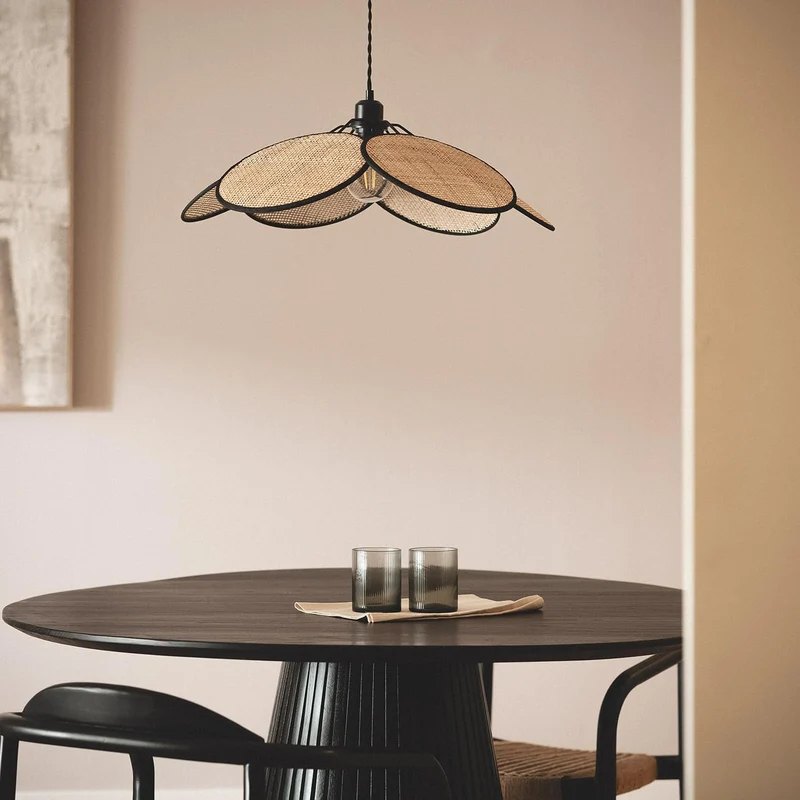 LEDKIA LIGHTING Suspension Rotin Noir tressé E27