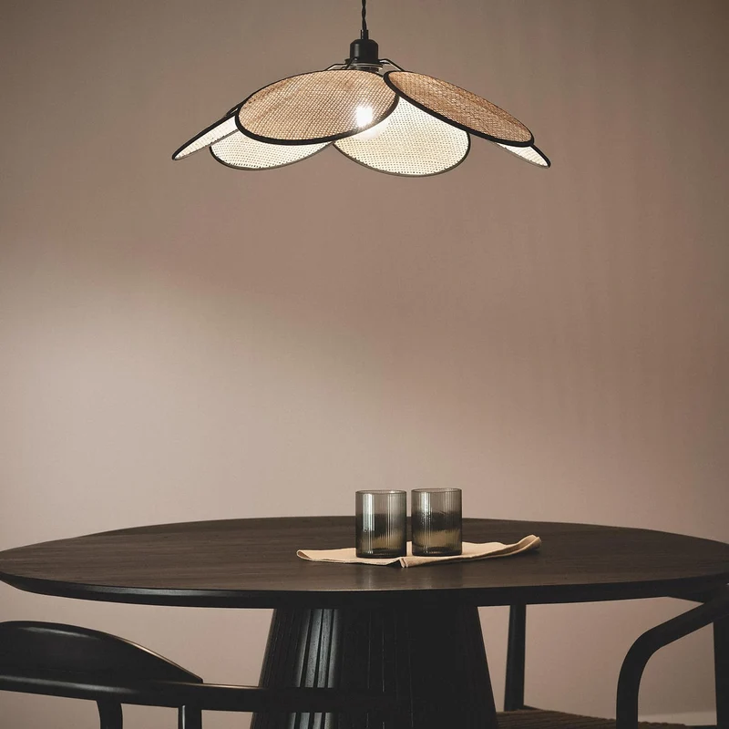 LEDKIA LIGHTING Suspension Rotin Noir tressé E27