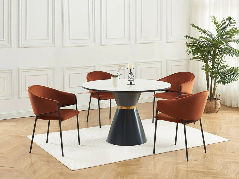 Vente-unique - Lot de 2 chaises avec accoudoirs en Velours et métal Noir - Terracotta - ORDIDA - Salle à Manger