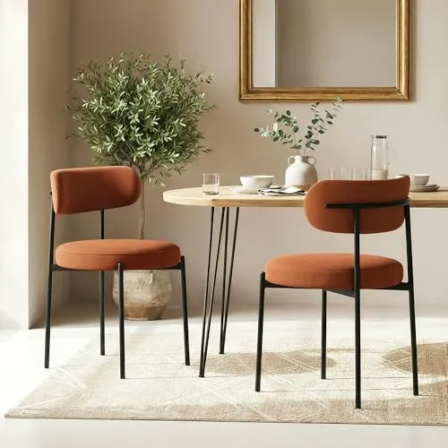 Sicaan Lot de 2 chaises Terracotta Modernes Iris Velours côtelé
