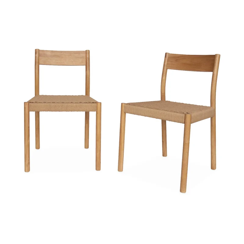 Alice's Home - Lot de 2 chaises Naturelles en Bois et Cordage. Ella. L 49.5 x P 53 x H 82cm