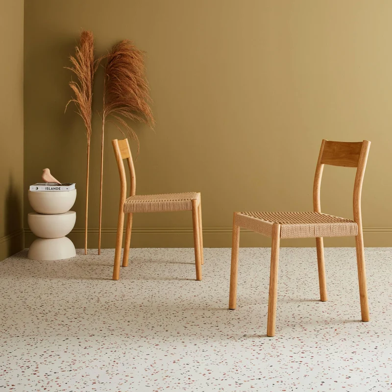 Alice's Home - Lot de 2 chaises Naturelles en Bois et Cordage. Ella. L 49.5 x P 53 x H 82cm