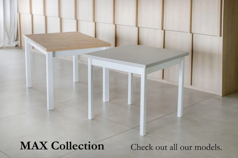 LeafDesign Petite table à manger, idéale pour les petits espaces, moderne, table familiale, pour 4 personnes, fabriquée en UE, max. 22,9 cm (80 x 80 x 78)