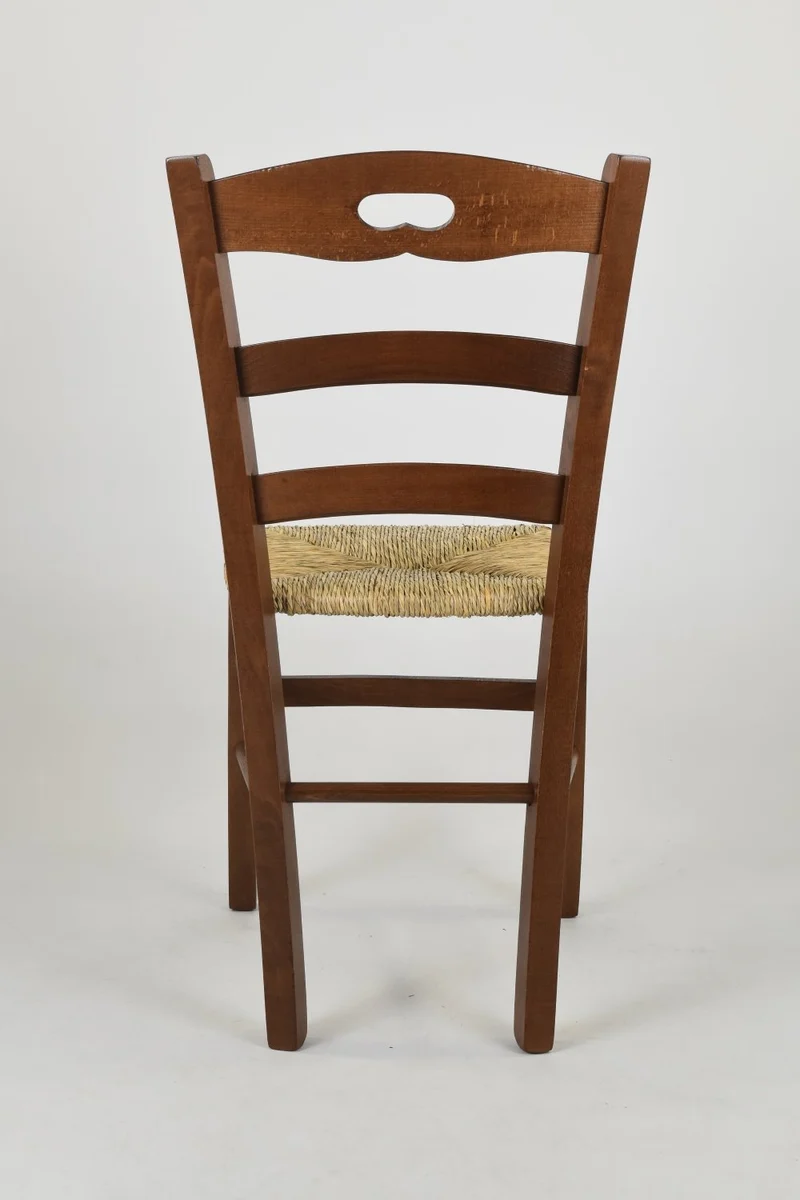 t m c s Tommychairs - Set 4 chaises Savoie pour Cuisine, Bar et Salle à Manger, Robuste Structure en Bois de hêtre peindré en Couleur Noyer et Assise en Paille
