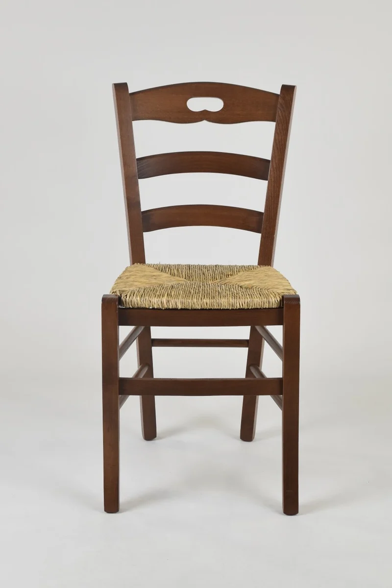 t m c s Tommychairs - Set 4 chaises Savoie pour Cuisine, Bar et Salle à Manger, Robuste Structure en Bois de hêtre peindré en Couleur Noyer et Assise en Paille