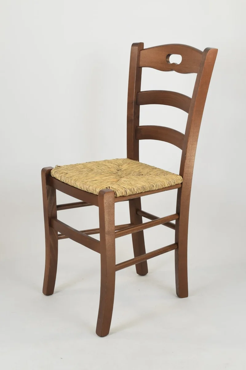 t m c s Tommychairs - Set 4 chaises Savoie pour Cuisine, Bar et Salle à Manger, Robuste Structure en Bois de hêtre peindré en Couleur Noyer et Assise en Paille