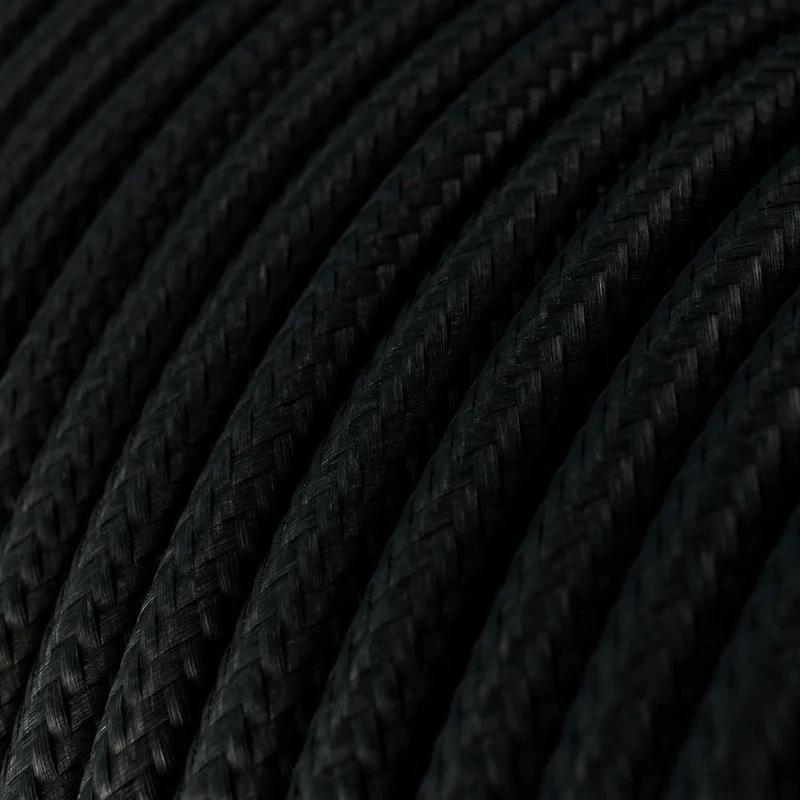 creative cables - Suspension fabriquée en Italie avec câble Textile, Abat-Jour Ghostbell XL et Finition en métal - avec Ampoule, Noir