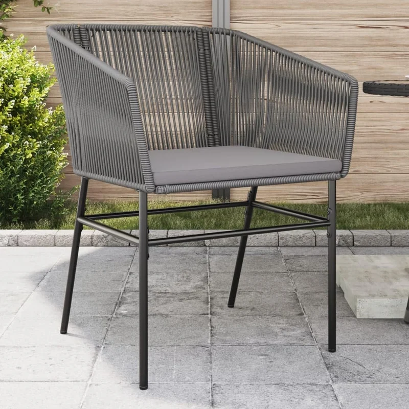 Homgoday Chaise de Jardin Confortable en Résine Tressée, Coussins Gris, Support Stable, Résistant aux UV - 2 Pièces
