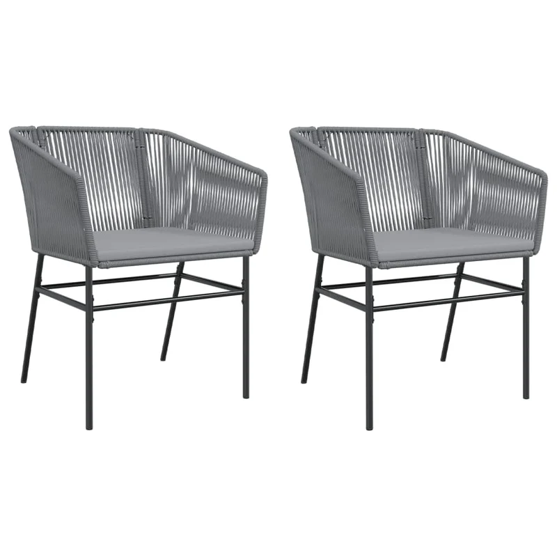 Homgoday Chaise de Jardin Confortable en Résine Tressée, Coussins Gris, Support Stable, Résistant aux UV - 2 Pièces