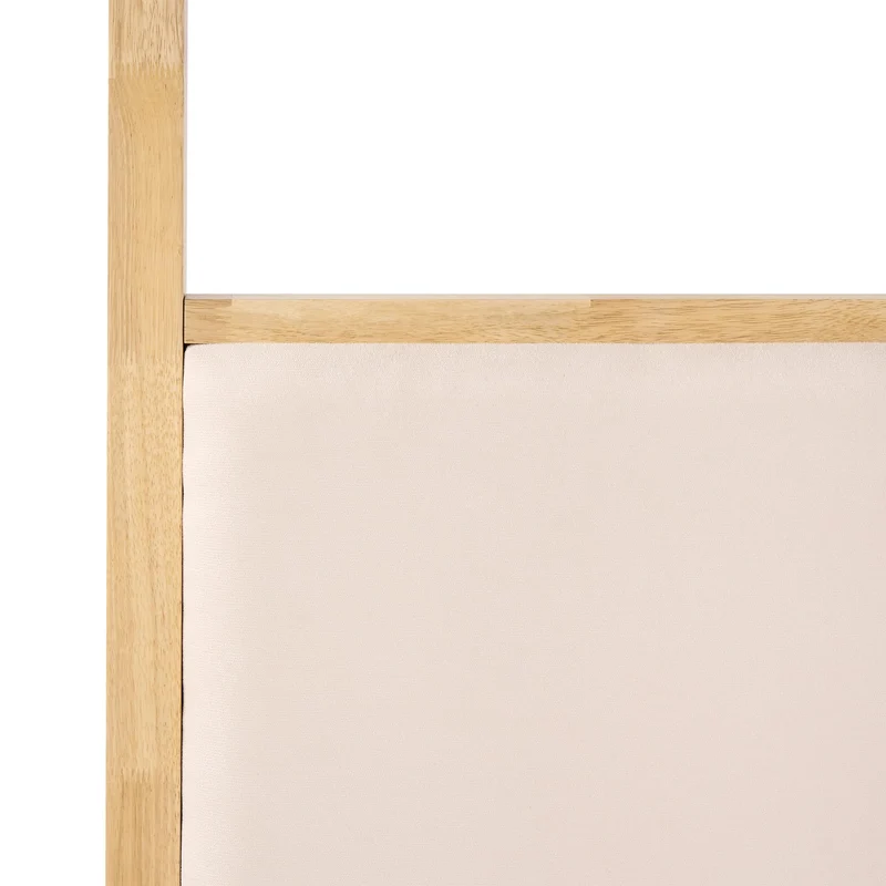 Beliani Lit à Baldaquin Minimaliste en Bois 160 x 200 cm Tête de Lit Rembourré Marron Clair Haillicourt