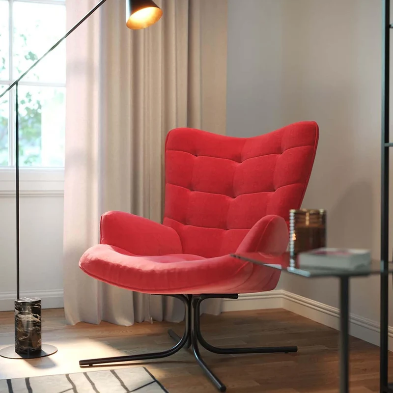 Kare Design - Fauteuil pivotant Velours Rouge Oscar
