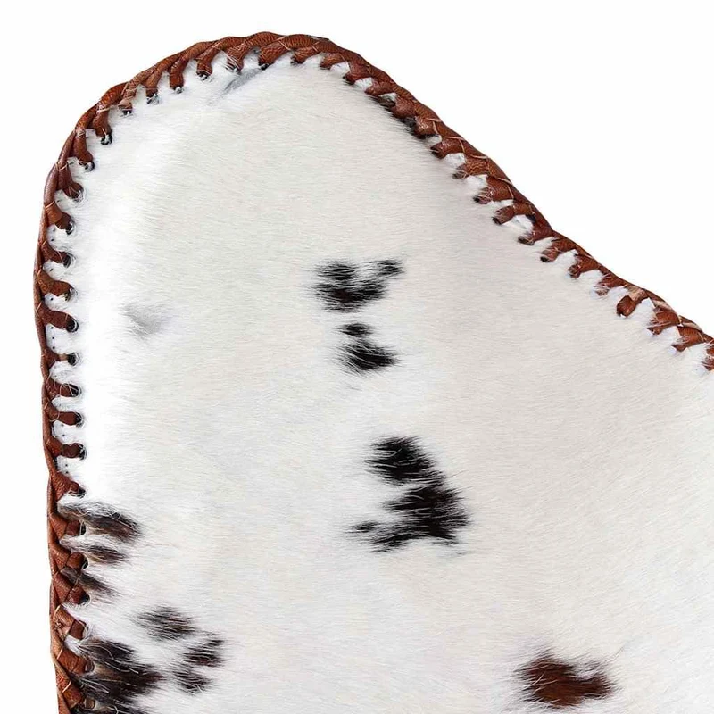 vidaXL Chaise Papillon Marron et Blanc Cuir de Vache, Fauteuil, Chaise Longue, Chaise Papillon en Cuir, fauteuils, chaises Longues