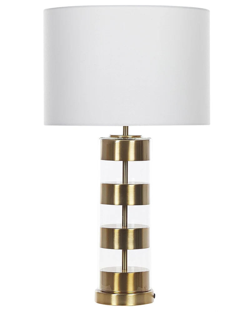 Beliani Lampe à Poser de Table avec Pied Décoratif Doré et Abat-jour Blanc E27 Max 60W pour Salon Chambre ou Coin Lecture au Design Moderne et Glamour