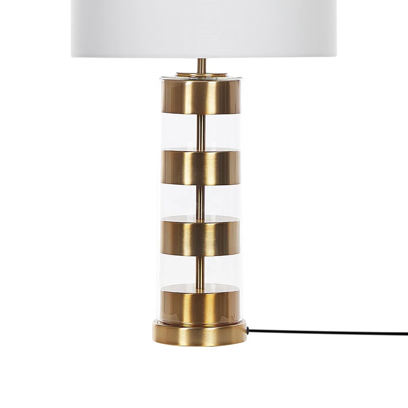 Beliani Lampe à Poser de Table avec Pied Décoratif Doré et Abat-jour Blanc E27 Max 60W pour Salon Chambre ou Coin Lecture au Design Moderne et Glamour