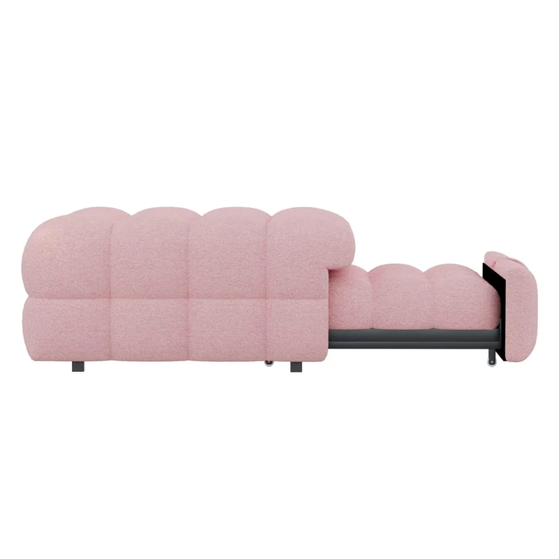 PUGSDRLY Canape Lit 1 Place Convertible,Pouf Salon,Canapé Convertible,Design Rétractablem,Lit Capitonné 1 Place,Tissu Peluche (Rose)