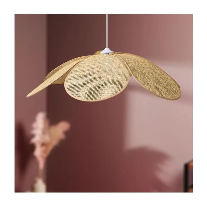 Ostaria 37959 Plafonnier, Suspension cannage rotin naturel 'Margaux' - Ø 68 cm, couleur naturelle - Plafonnier d'intérieur E27 pour salle à manger, salon, chambre